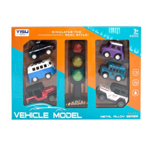 Set 6 metalnih vozila plavi autobus sa semaforom