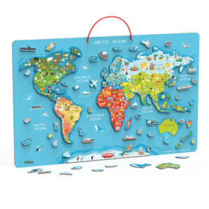 Viga Drvena magnetna puzzle mapa sveta/piši briši tabla